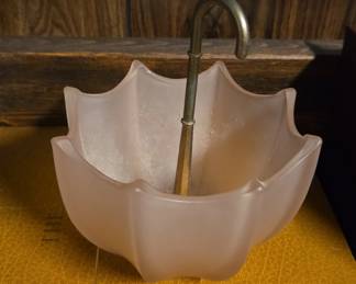 Fenton Frosted Pink Umbrella Dish