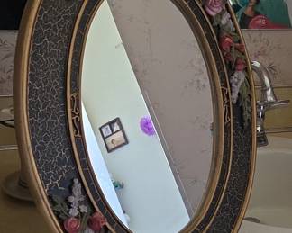 Oval Floral Accent Mirror