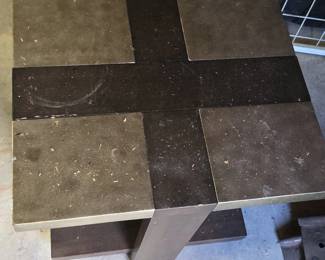 Wood and Metal Geometric Side Table second image