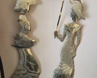 Vintage Metal Victorian Ladies Wall Art