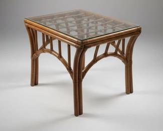 Bamboo and Glass End Table