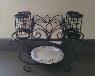 Wrought Iron Napkin  Plate Caddy