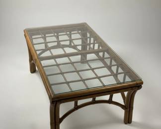 Rattan and Glass Coffee Table