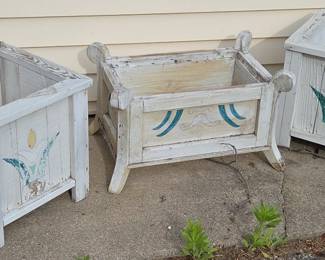 Painted Wooden Planters Set