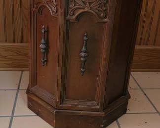 Hexagonal Pedestal Table with Carved Top