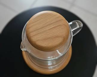 Glass Pitcher with Teak Wood Lid and Base second image