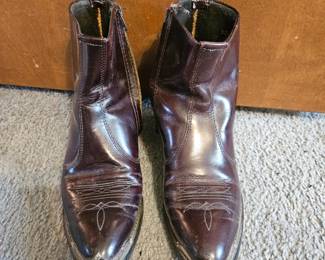Mens Burgundy Leather Western Boots, mens size . second image