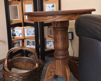 Oak Pedestal Side Table third image