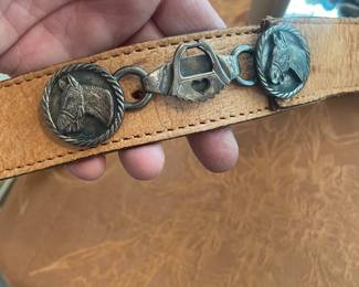 SILVER BELT BUCKLE  HORSE MOTIF  GREAT BELT  