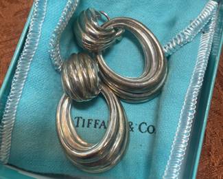 TIFFANY & CO. SOLID STERLING CLIP EARRINGS  W/ BOX 