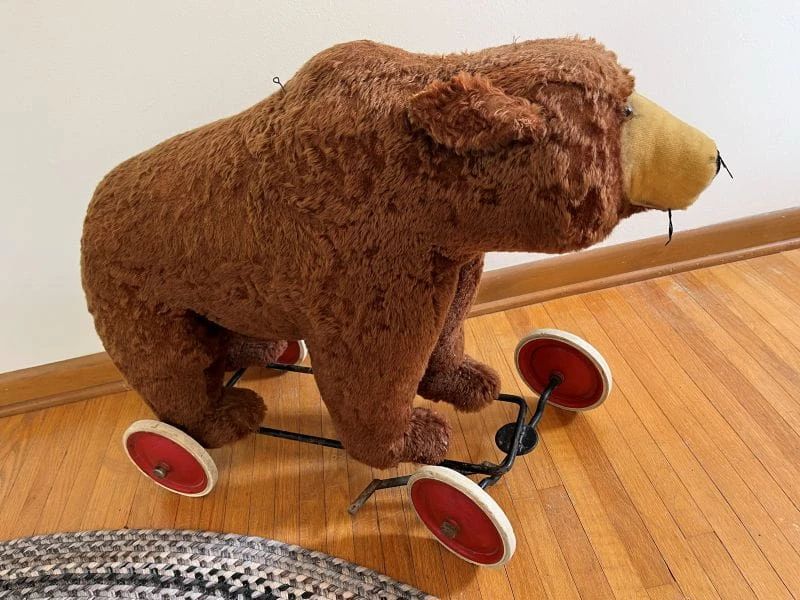 15 Steiff Ursula Mohair Vintage Growler RideOn Pull Toy