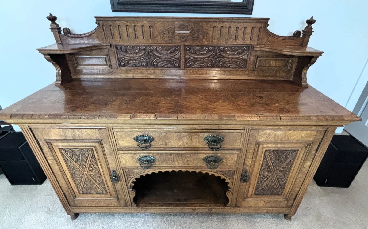 BUY IT NOW! $350.00. Walnut Burlwood Sideboard/Buffet. 72" W x 24" D x 54 1/2" H. Call Jan at 314 960-5700.