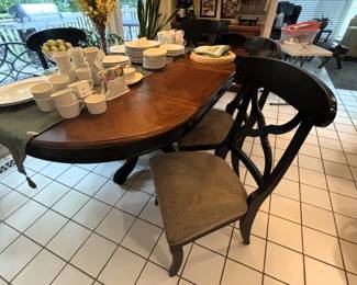 BUY IT NOW! $150.00. Table with four chairs and leaf. 48" w/o leaf, 72" L w/24" leaf. Call Jan at 314 960-5700.