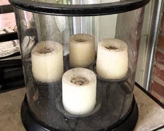 4 Candle Glass Case. 12" Dia. x 12 1/2" H.