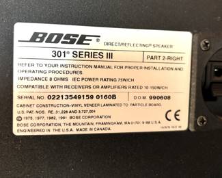BUY IT NOW! $150.00 Pair. Bose 301 Series III Direct Reflecting Home Speakers. Call Jan at 314 960-5700.