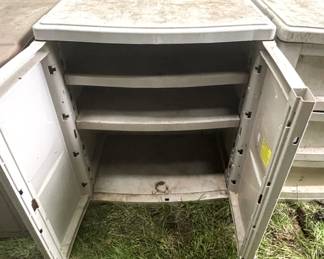 Outdoor storage cabinets.