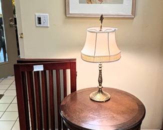 Round table w/lamp. Jill Bedford Framed Photo.