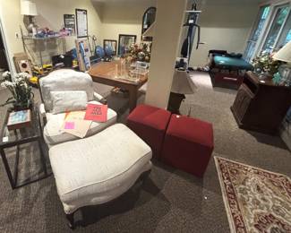 Chair and ottoman.
