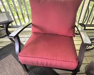 Aluminum chair w/cushions. 28 3/4" W x 26" D x 33" H.