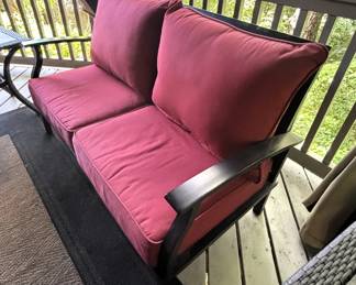 BUY IT NOW! $225.00. Metal Bench w/cushions. 24" D x 50" W x 35" H. Call Jan at 314 960-5700.