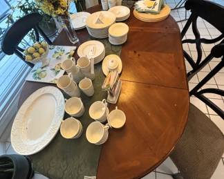 BUY IT NOW! $150.00. Table with four chairs and leaf. 48" w/o leaf, 72" L w/24" leaf. Call Jan at 314 960-5700