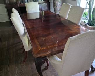Burled Walnut Ball and Claw Table with 6 chairs 8'L x 42"W Bice condition