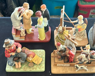 Lot 131: Norman Rockwell Collection of vintage ceramic figurine dioramas