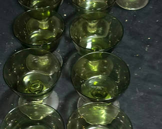 Lot 155: Set of green glass wine glasses