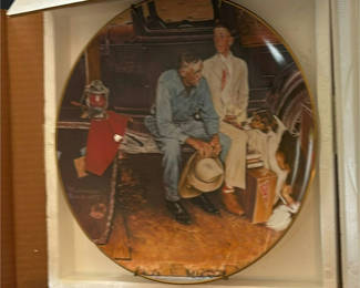Lot 137: Norman Rockwell Collectible Plates: The Doctor and the Doll and Stockbridge Scenes