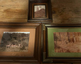 Lot 34: Framed deer and landscape prints
