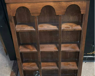 Lot 151: Antique wooden shelf unit and carved chair