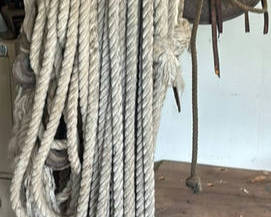 Lot 104: Vintage equestrian tack and rope gear