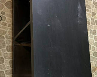 Lot 23: Black wooden storage shelf with cubbies