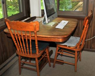 3 Antique Oak Pressed Back Chairs W/ North Wind Face & Turned Spindles