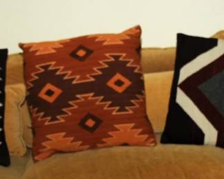 Pillows made from Native American Rugs