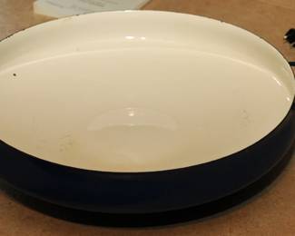 Early and Rare Four Ducks Dansk IHQ Kobenstyle Quistgaard Denmark Blue Enamel Cast Iron Paella Pan Jens Quistgaard Dansk Design