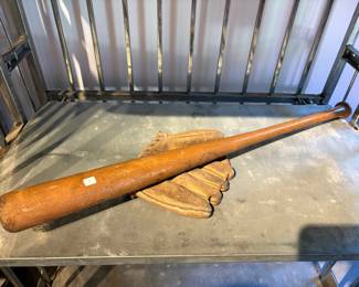Lot of Vintage Baseball Bat & Glove