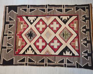 Lot #213 - Vintage Native American Wool Rug with Geometric Patterns