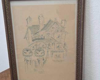 Lot #168 - Ardis Sturdy 1972 Hand Signed Print Pencil Sketch Molly Brown House Denver Colorado Framed Art