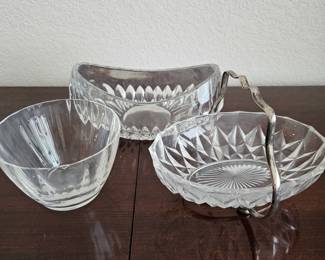 Lot #123 - Vintage Crystal & Glass Bowls Set Including Lenox Optika Clear Treat Bowl