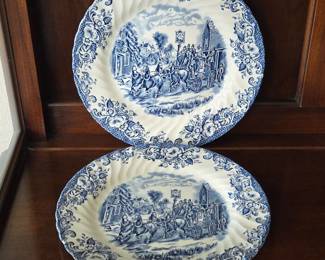 Johnson Bros Coaching Scenes Blue and White Transferware Plates Made in England
