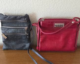 Lot #228 - HOBO Black Genuine Leather Crossbody Bag with Multiple Zippers and Red MC Faux Leather Bag