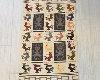 Lot #216 - Vintage Native American Handwoven Wool Textile Rug with Traditional Motifs