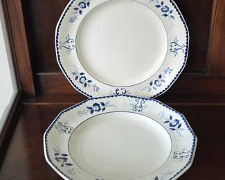 Adams Micratex Gloucester English Ironstone Blue Floral Dinner Plates Set of Two