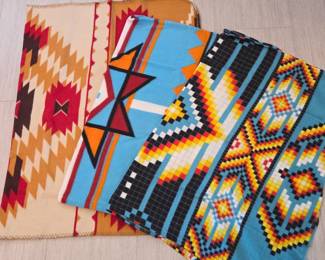 Lot #218 - Colorful Native American Style Polyester Throws with Geometric Patterns
