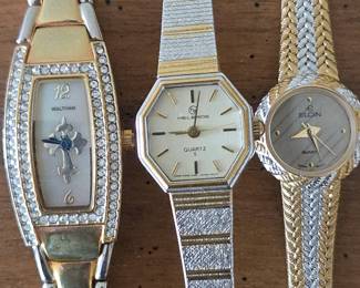 Lot #221 - Vintage Waltham, Helbros & Elgin Quartz Watches with Two-Tone Metal Bands
