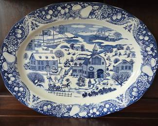 Sanyei Japanese Christmas Holiday Winter Village Scenic Serving Platter