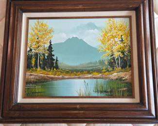 Lot #241 - Floyd G. Keim Signed Original Landscape Acrylic Painting with Wooden Frame - Mountain & Lake Scene
