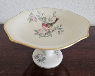 Lot #102 - Vintage Lenox Serenade Pedestal Compote with Bird and Floral Design