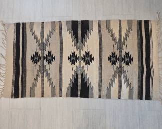 Lot #214 - Handwoven Wool Native American Rug with Geometric Pattern and Fringe